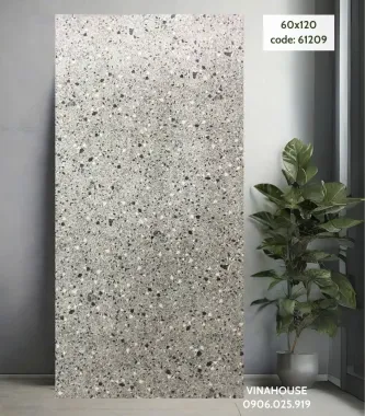 Gạch 60×120 xám đá mài Terrazzo 61209