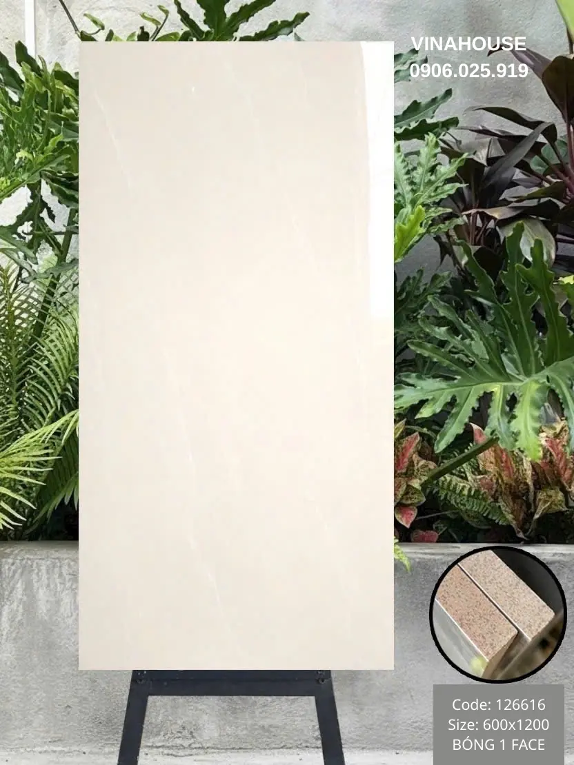 Gạch lát nền 60×120 màu kem bóng 126616
